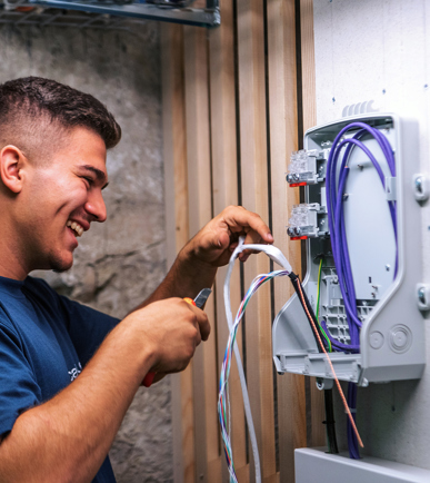 Ein Netzelektriker bei der Arbeit